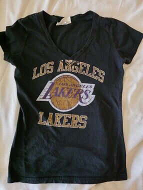 * True Vintage Los Angeles Lakers Black Graphic Tee Champs Basketball For Her LA